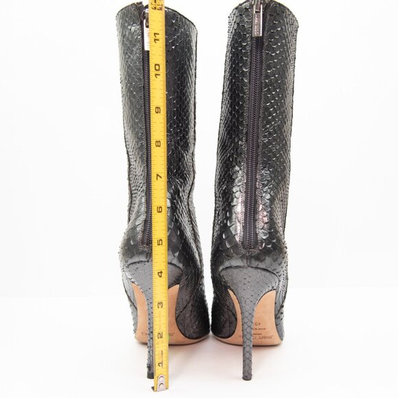 Jimmy Choo Snakeskin Mid-Calf Boots Pointed Toe Stiletto Heel Silver Size 40.5 - Picture 8 of 14